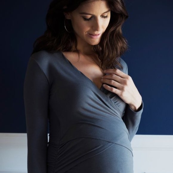 Ripe Maternity Women's Maternity Embraced Long Sleeve Nursing Dress M - Picture 3 of 3